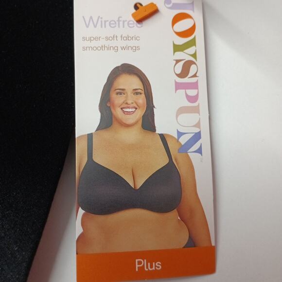 Joyspun Plus Wirefree Full Coverage Bra Women's Size 44DD Black Smooth Wings - Picture 2 of 5